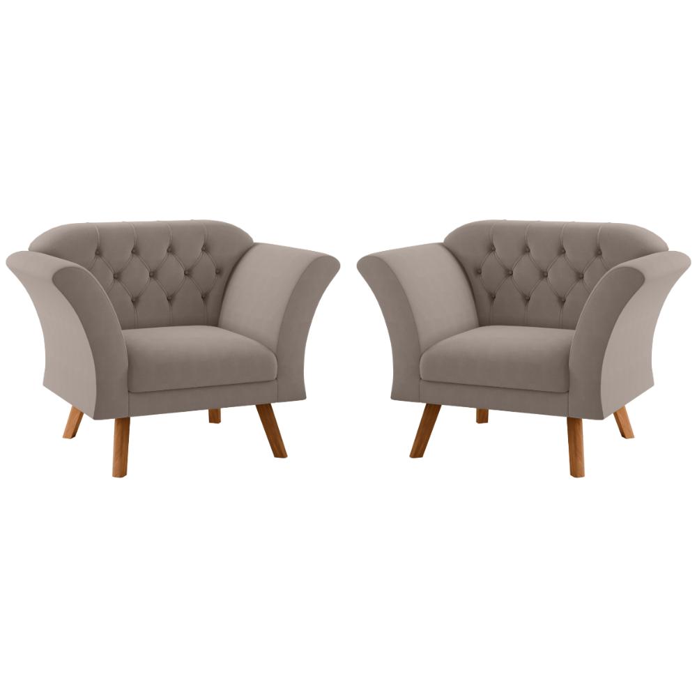 Conjunto Poltrona para Sala de Recepção Moreira Inca Sépia