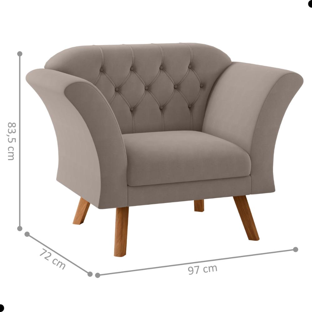 Conjunto Poltrona para Sala de Recepção Moreira Inca Sépia