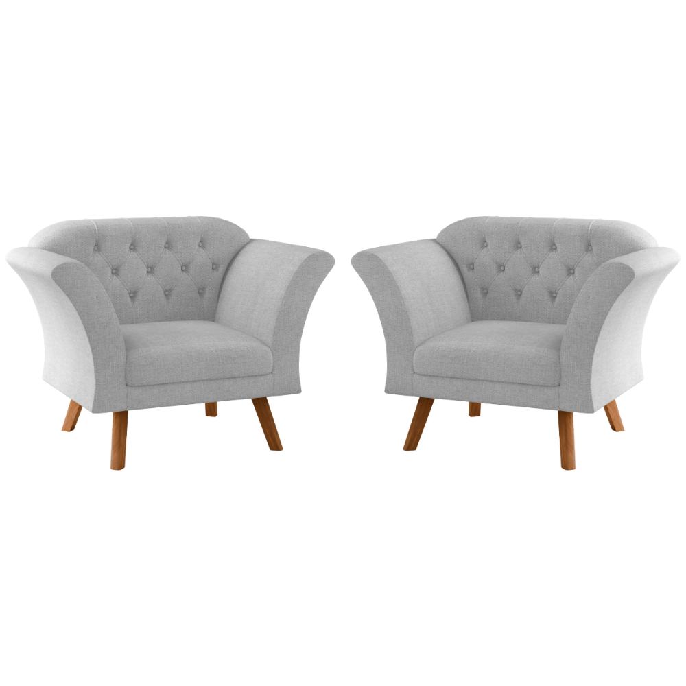 Conjunto Poltrona para Sala de Recepção Moreira Linha Cinza