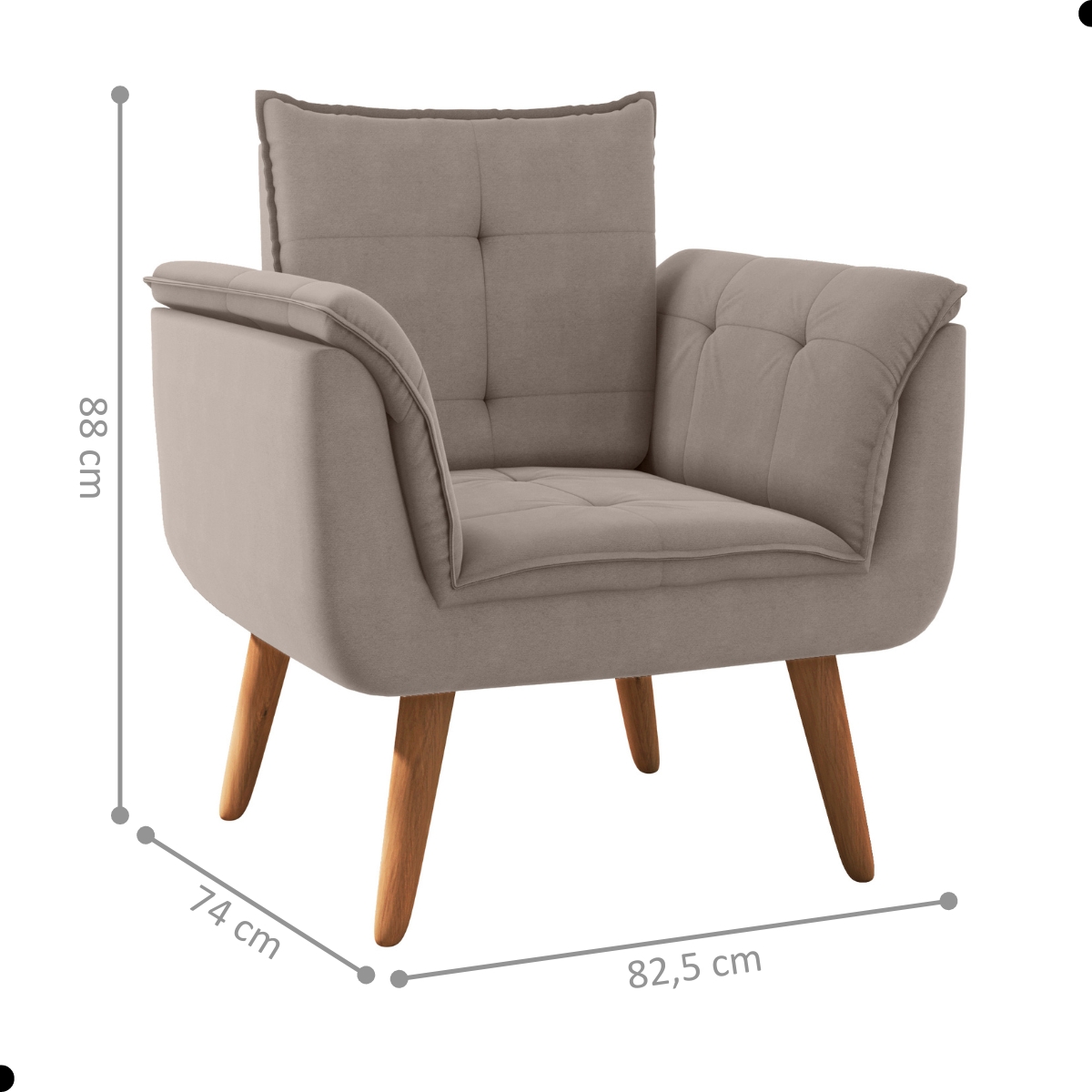Conjunto Poltrona para Sala de Recepção Silveiras Inca Sépia 
