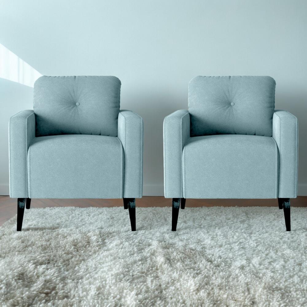 Conjunto Poltronas Decorativas Jade Boucle Azul