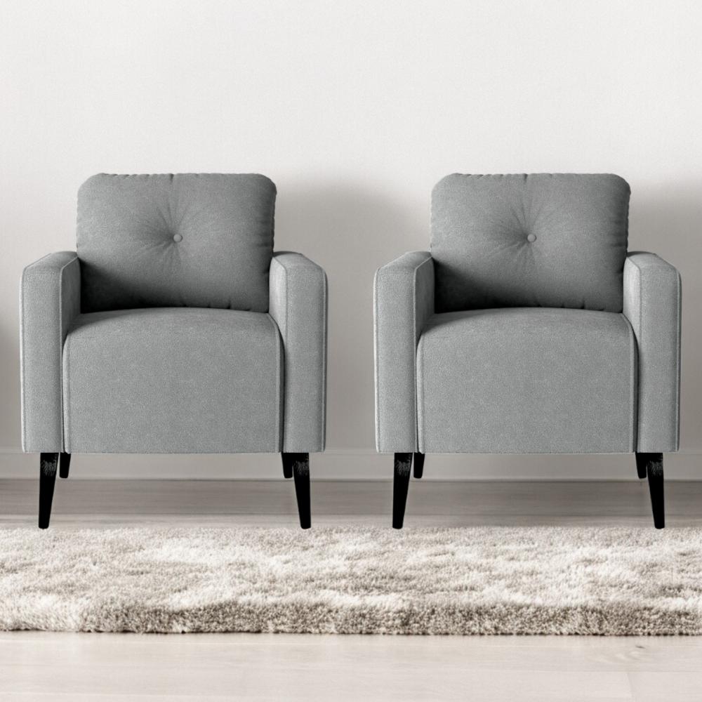 Conjunto Poltronas Decorativas Jade Boucle Cinza