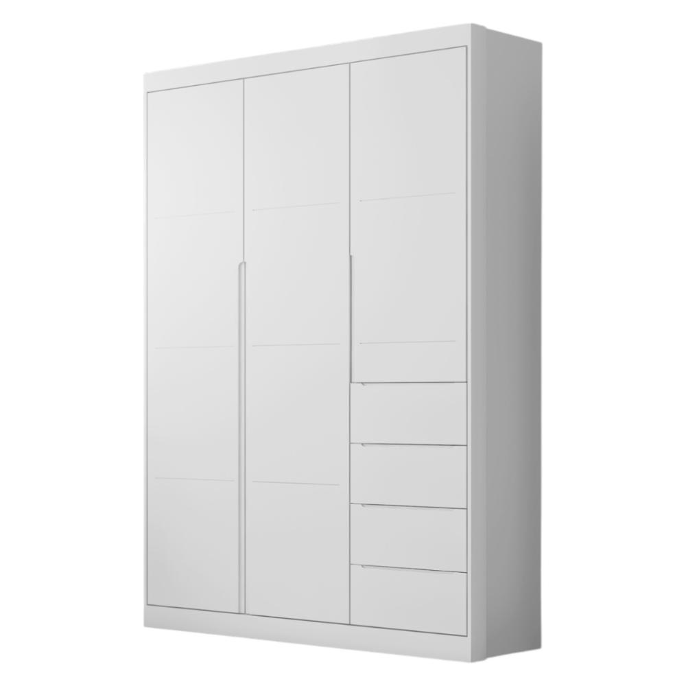 Conjunto de Guarda Roupa e Cômoda Lajedo Branco Acetinado
