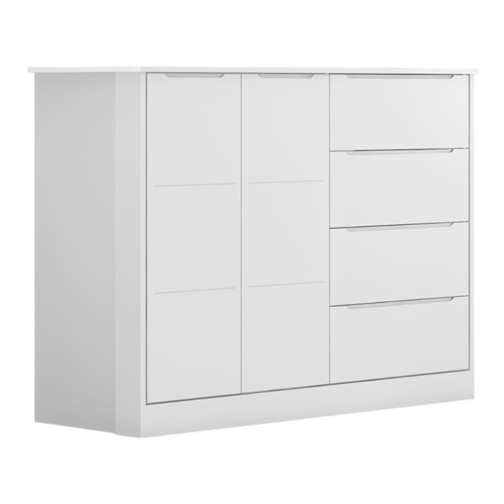 Conjunto de Guarda Roupa e Cômoda Lajedo Branco Acetinado