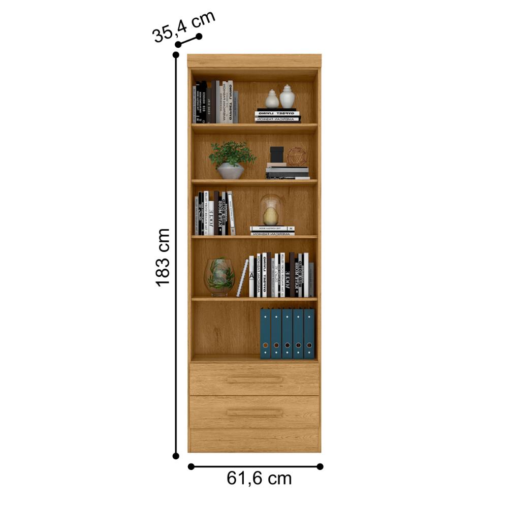 Conjunto de Livreiros Decoração 2 Gavetas Goiás Freijó 