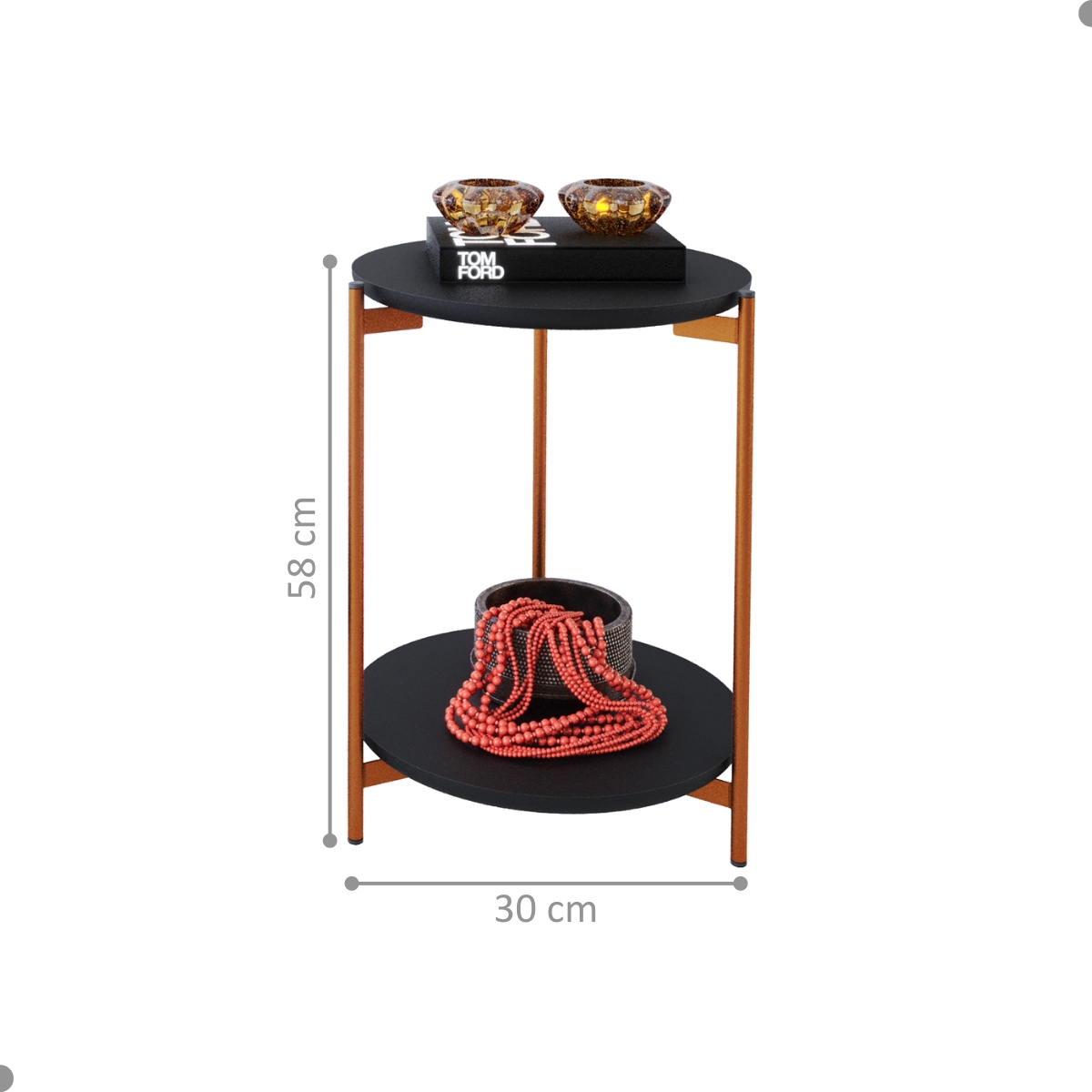 Conjunto de Mesa para Sala de Estar Cannes Preto Bronze