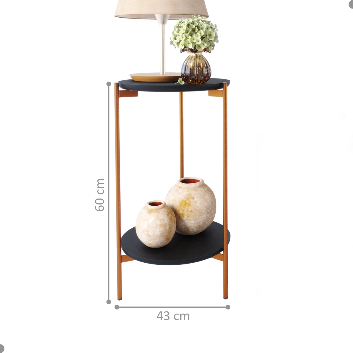 Conjunto de Mesa para Sala de Estar Cannes Preto Bronze
