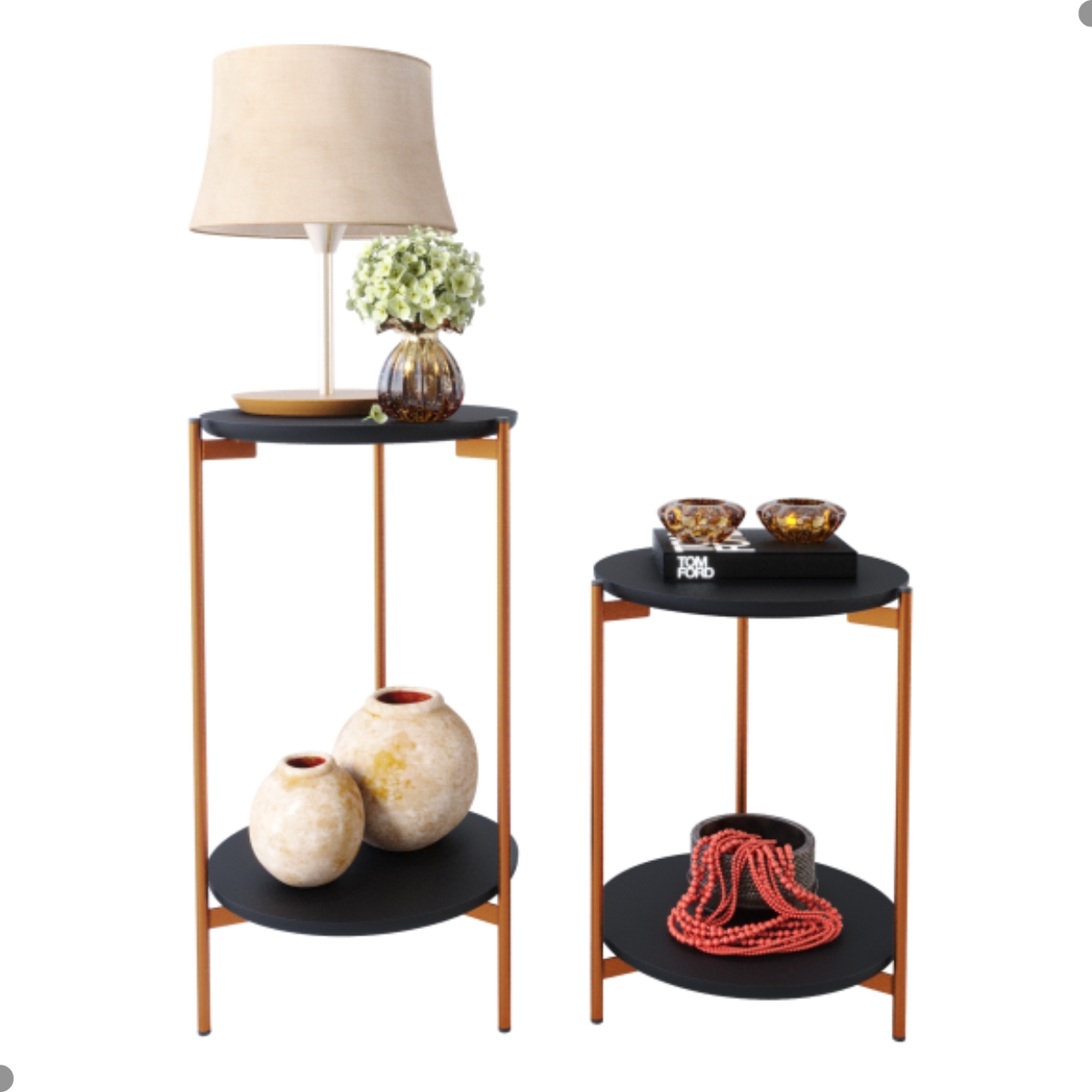 Conjunto de Mesa para Sala de Estar Cannes Preto Bronze