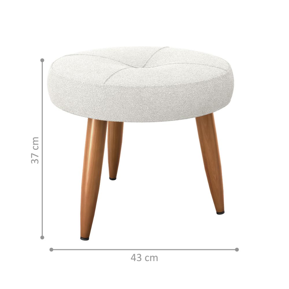Conjunto de Poltrona e Puff Decorativos Miller Boucle Bege