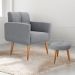 Conjunto de Poltrona e Puff Decorativos Miller Boucle Cinza