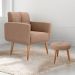 Conjunto de Poltrona e Puff Decorativos Miller Boucle Marrom