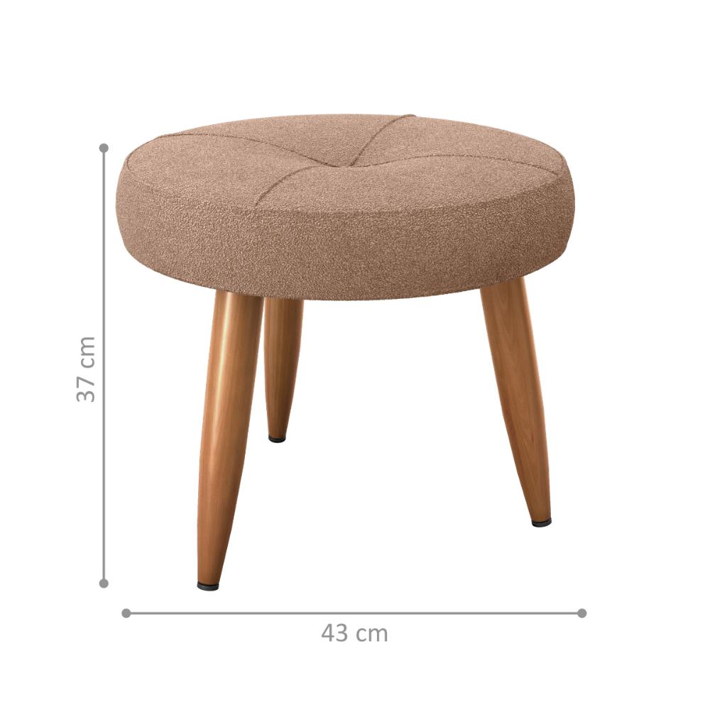 Conjunto de Poltrona e Puff Decorativos Miller Boucle Marrom