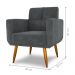 Conjunto de Poltrona e Puff Decorativos Miller Veludo Cinza