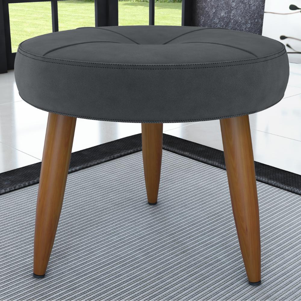 Conjunto de Poltrona e Puff Decorativos Miller Veludo Cinza