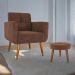 Conjunto de Poltrona e Puff Decorativos Miller Veludo Ferrugem