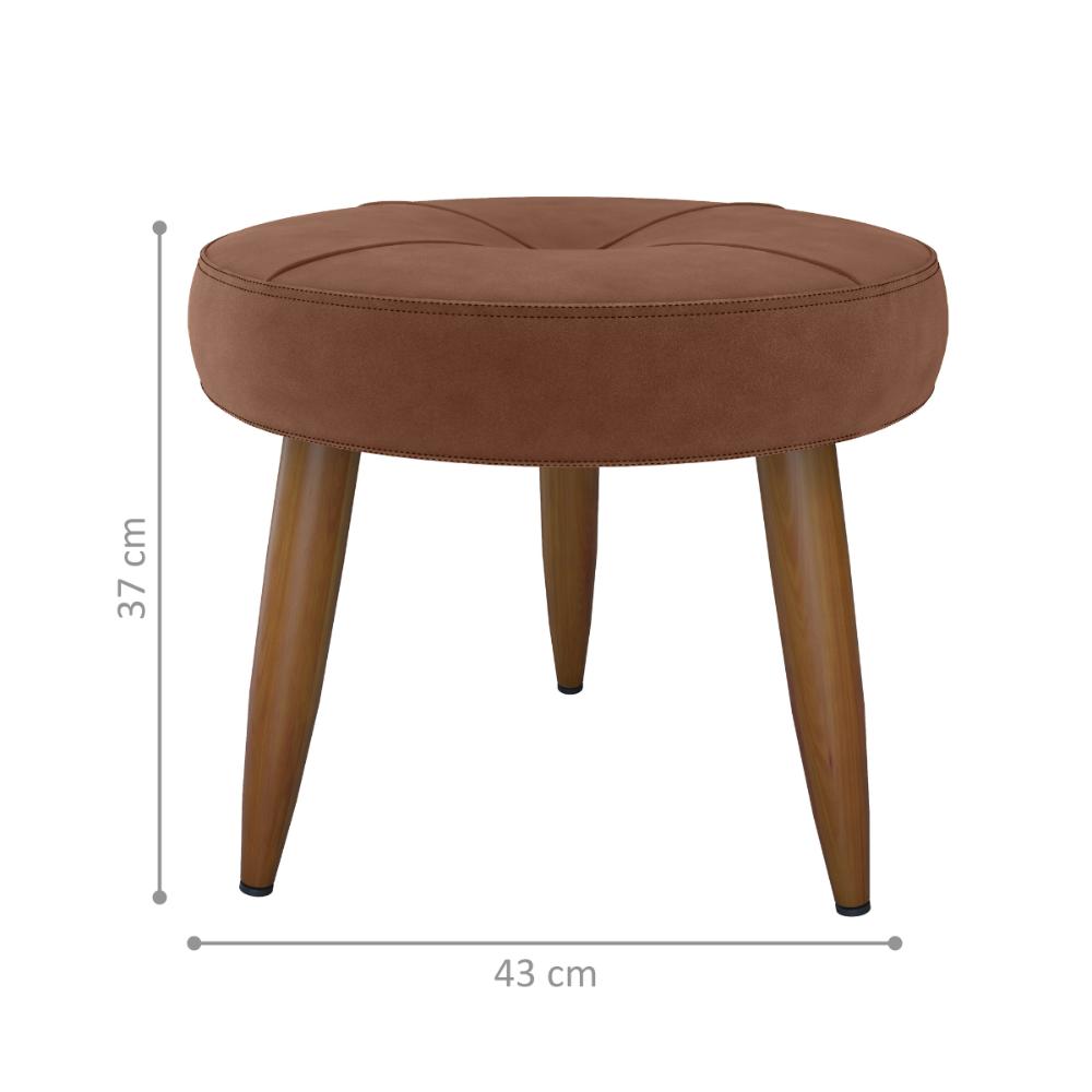 Conjunto de Poltrona e Puff Decorativos Miller Veludo Ferrugem