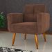 Conjunto de Poltrona e Puff Decorativos Miller Veludo Ferrugem