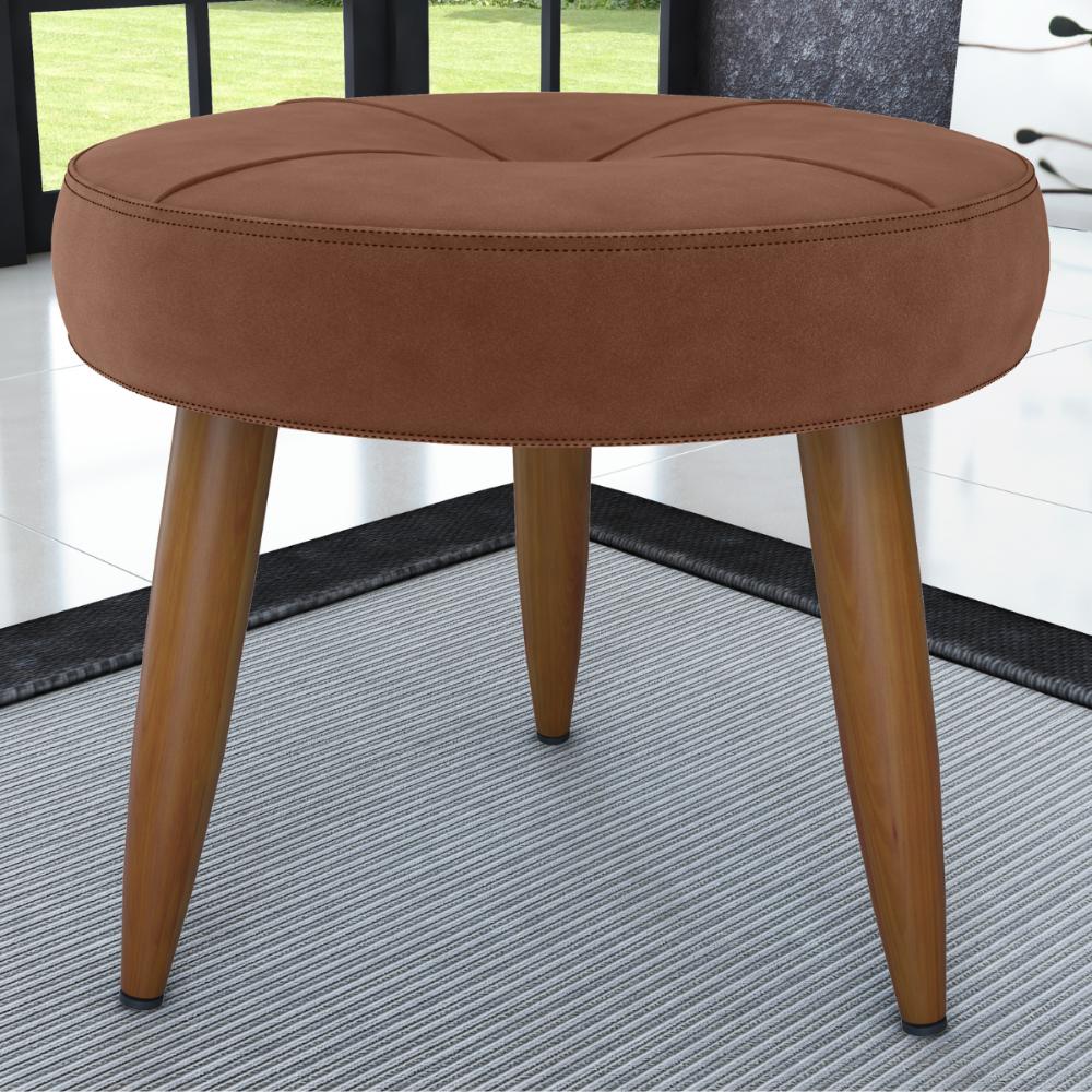 Conjunto de Poltrona e Puff Decorativos Miller Veludo Ferrugem