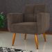 Conjunto de Poltrona e Puff Decorativos Miller Veludo Marrom
