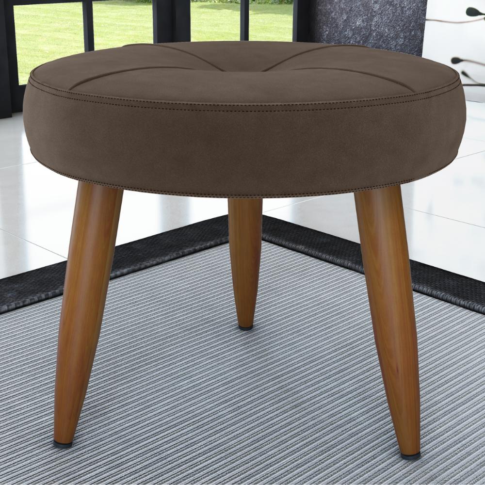 Conjunto de Poltrona e Puff Decorativos Miller Veludo Marrom