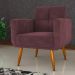 Conjunto de Poltrona e Puff Decorativos Miller Veludo Rose