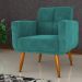 Conjunto de Poltrona e Puff Decorativos Miller Veludo Verde Menta