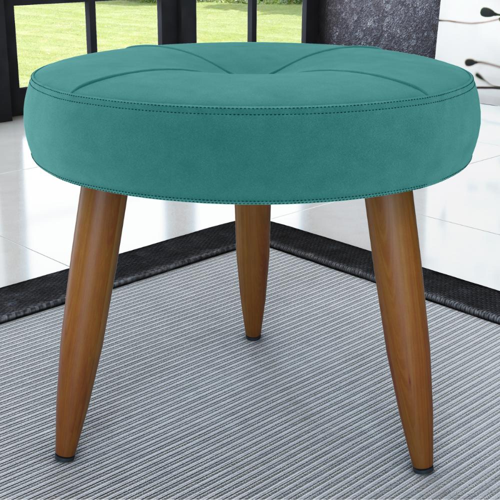 Conjunto de Poltrona e Puff Decorativos Miller Veludo Verde Menta