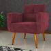 Conjunto de Poltrona e Puff Decorativos Miller Veludo Vinho