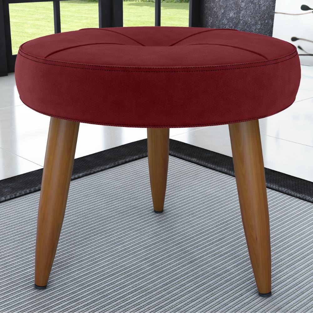 Conjunto de Poltrona e Puff Decorativos Miller Veludo Vinho