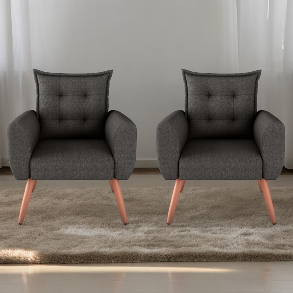 Conjunto de Poltronas Decorativas Atlas Linho Chumbo