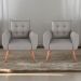 Conjunto de Poltronas Decorativas Atlas Linho Cinza