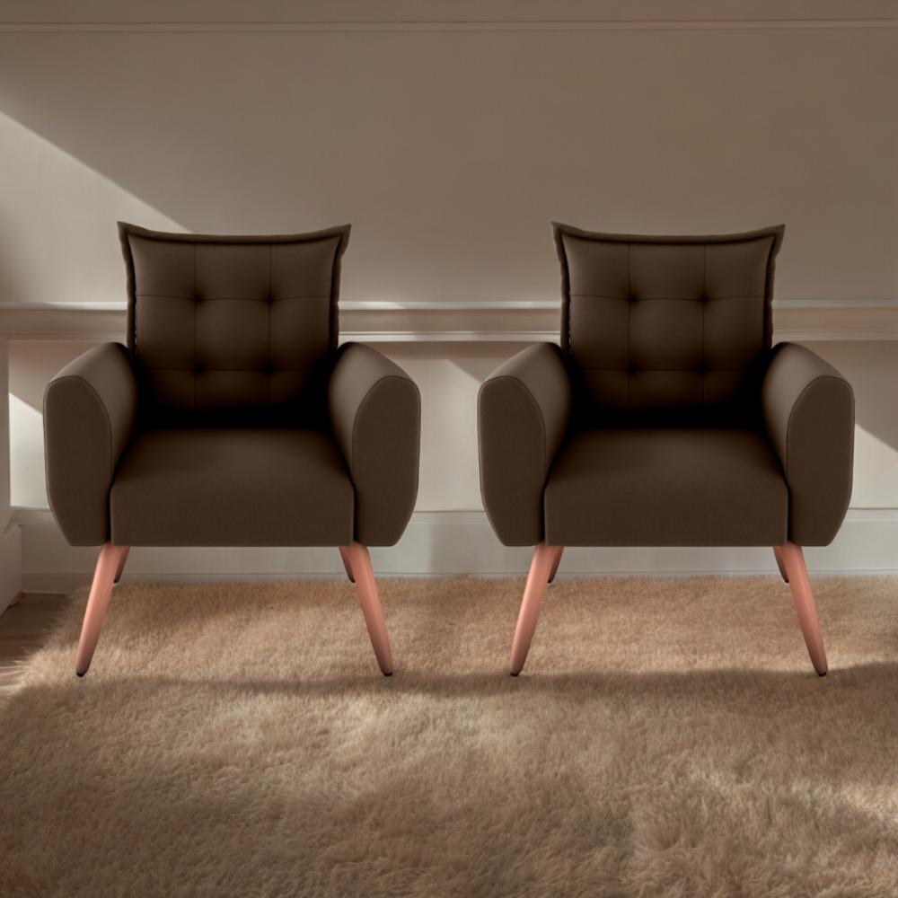 Conjunto de Poltronas Decorativas Atlas Suede Marrom