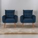 Conjunto de Poltronas Decorativas Atlas Veludo Azul