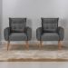 Conjunto de Poltronas Decorativas Atlas Veludo Cinza