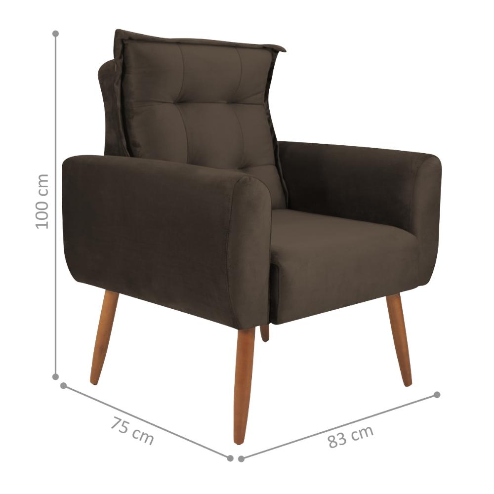 Conjunto de Poltronas Decorativas Atlas Veludo Marrom