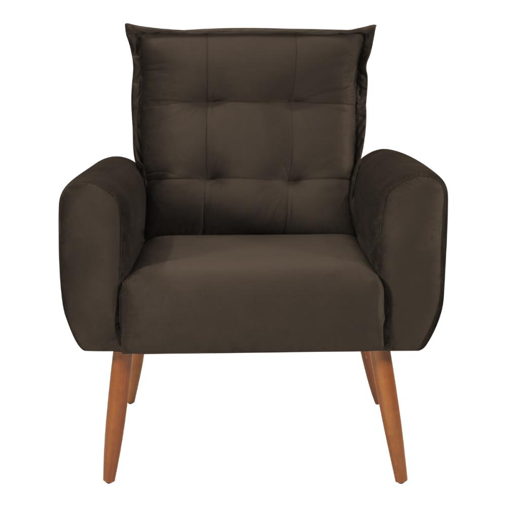 Conjunto de Poltronas Decorativas Atlas Veludo Marrom