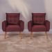 Conjunto de Poltronas Decorativas Atlas Veludo Vinho
