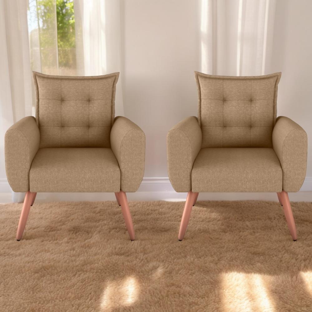Conjunto de Poltronas Decorativas Lily Linho Areia