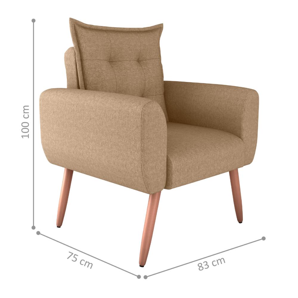Conjunto de Poltronas Decorativas Lily Linho Areia