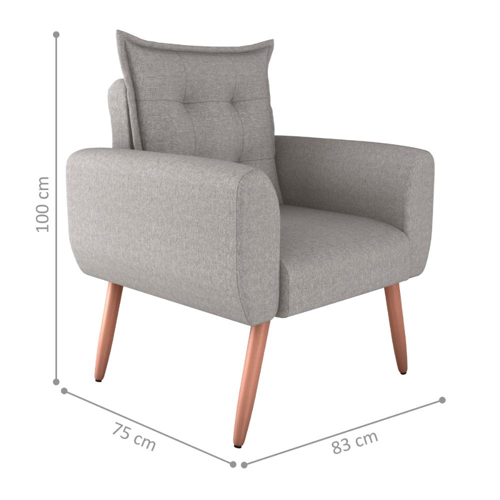 Conjunto de Poltronas Decorativas Lily Linho Cinza