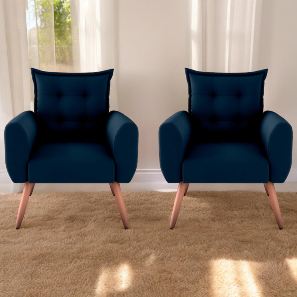 Conjunto de Poltronas Decorativas Lily Suede Azul