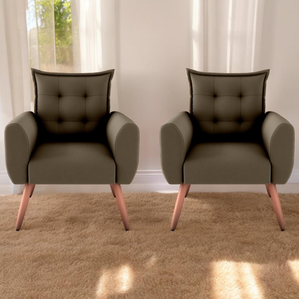 Conjunto de Poltronas Decorativas Lily Suede Cappuccino
