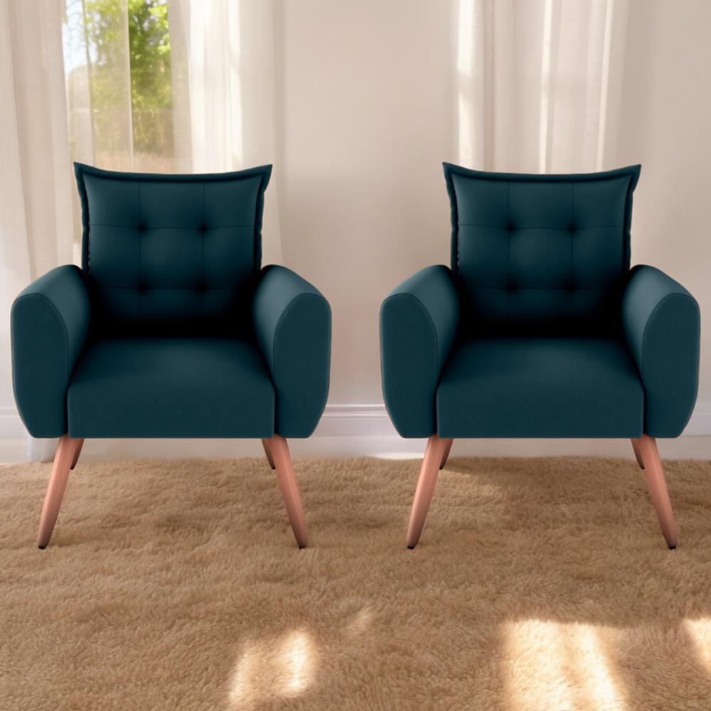 Conjunto de Poltronas Decorativas Lily Suede Petróleo