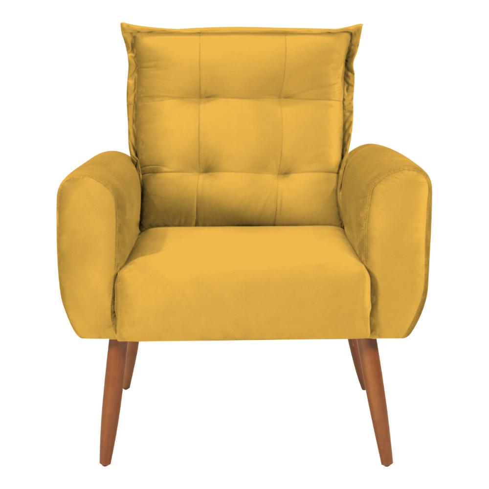 Conjunto de Poltronas Decorativas Lily Veludo Amarelo