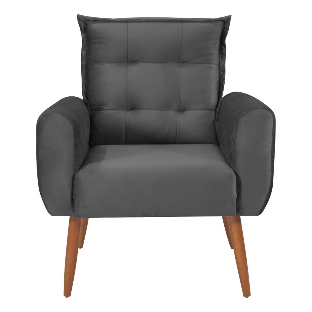 Conjunto de Poltronas Decorativas Lily Veludo Cinza