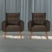 Conjunto de Poltronas Decorativas Lily Veludo Marrom