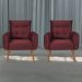 Conjunto de Poltronas Decorativas Lily Veludo Vinho