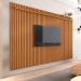 Conjunto de Sala Painel Ripado e Rack Roma Nature Off White  