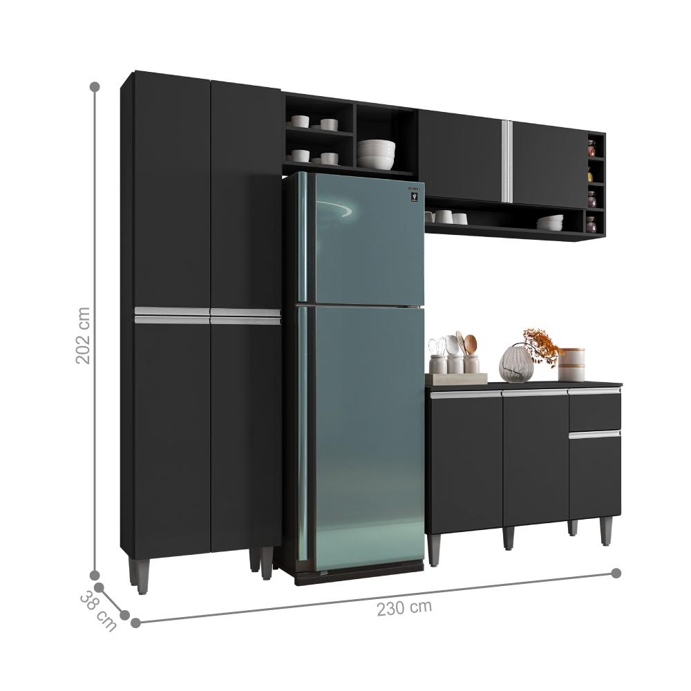 Cozinha Compacta Chicago Preto Fosco