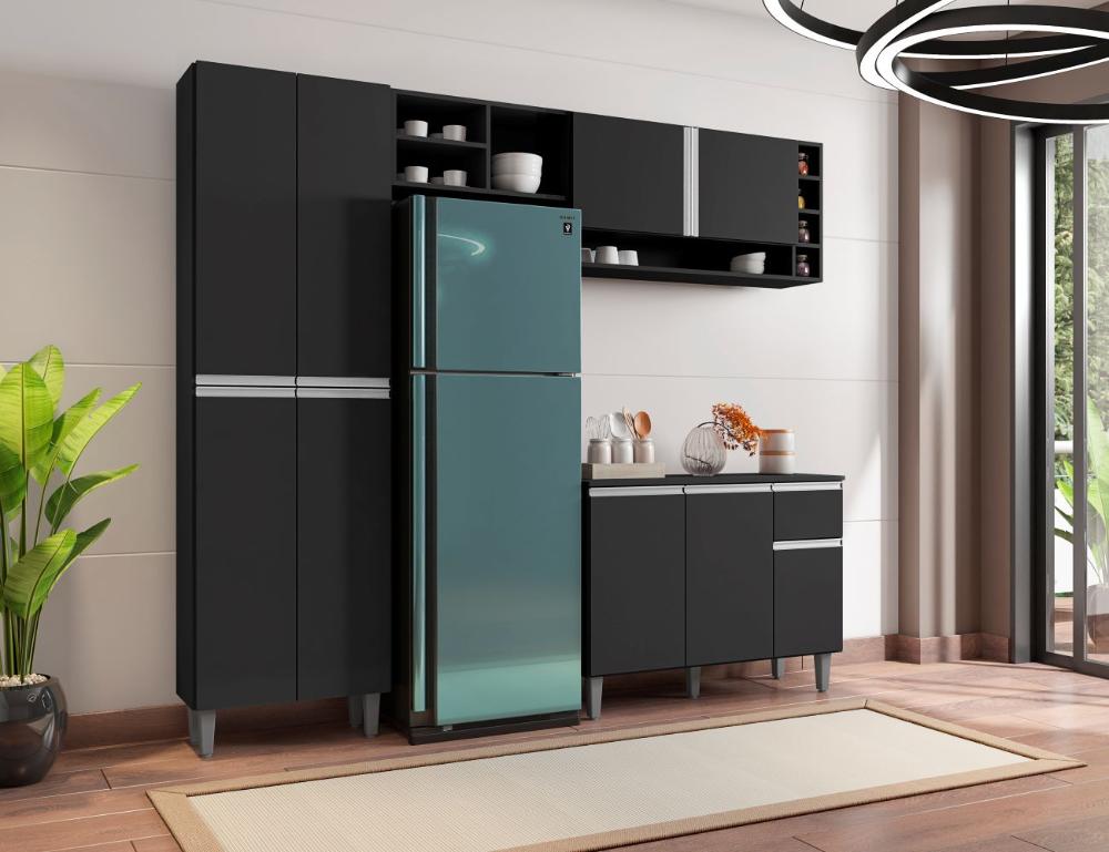 Cozinha Compacta Chicago Preto Fosco